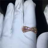Handmade Cross Party Ring 5A Zircon Cz Rose Gold Filled 925 Silver Engagement Wedding Band Rings for Women Jewelry
