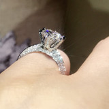Classic Six claw 100% Soild 925 Sterling silver ring sona 1ct AAAAA Zircon Cz Engagement wedding band rings for women jewelry