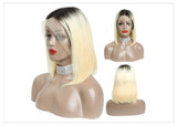 Star (13x6 Lace Front Silky Straight 1b/613 Ombre Rooted Blonde Bob Lob 100% Remy HH 150% & 180% Density)