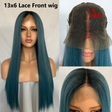 Blue (Ombre Rooted Blue Silky Straight Synthetic Heat Safe 13x6 LF Long Wig)