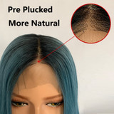 Blue (Ombre Rooted Blue Silky Straight Synthetic Heat Safe 13x6 LF Long Wig)