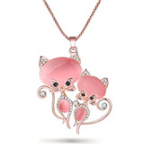 Bonsny Cat Necklace Long Pendant Chain Zinc Alloy Girl Women Fashion Jewelry Statement Accessories