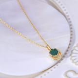 Hexagonal Inlaid Malachite Crystal Necklace