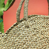 Brunna Luna Bag - Round Straw Tote Bag with Pumpkin Orange Tassels