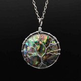 Tree of Life Abalone Shell Crystal Necklace