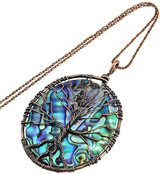 Tree of Life Abalone Shell Crystal Necklace