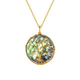Tree of Life Abalone Shell Crystal Necklace