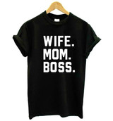 WIFE MOM BOSS Letters Print Women t shirt Cotton