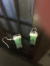 Boba Tea Earrings - Green / Matcha