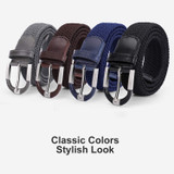 JASGOOD Braided Elastic Belts Mens,Woven Stretch Belt-Causal Belt for Golf Pants Jeans Women/Junior