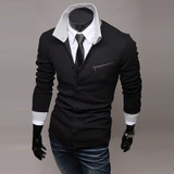 Mens Fashion Personality Long-Sleeved Slim Lapel Casual Shirt Mens Fashion Personality Long-Sleeved Slim Lapel Casual Shirt