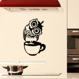 Owl In The Cup Coffee Wall Sticker