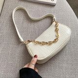 Fashion Crocodile Pattern Baguette bags MINI PU Leather Shoulder Bags For Women Chain Designer Luxury Handbag Female Travel tote Fashion Crocodile Pattern Baguette bags MINI PU Leather Shoulder Bags For Women Chain Designer Luxury Handbag Female Travel tote