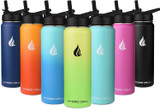 HYDRO CELL Stainless Steel Water Bottle w/Straw & Wide Mouth Lids - Navy Blue 24 oz