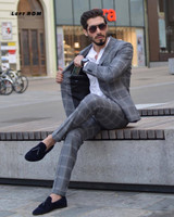 Daschop Slim Plaid British Three-piece Suit
