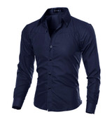 Men's Clothing Solid Soft Men Shirt Long Sleeve Men's Shirts Casual Slim Fit Hot Sale