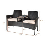 Cushioned Rattan Loveseat Sofa Set