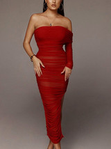 Ruched Double Layered Mesh Dress