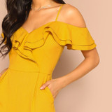 Off Shoulder Yellow Jumpsuit