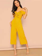 Off Shoulder Yellow Jumpsuit