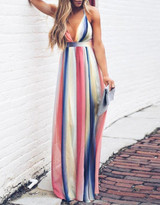 Gradient Stripe Maxi Summer Dress