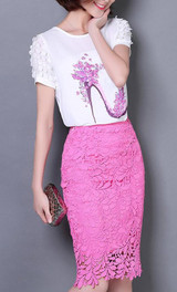 Elegant Floral Lace Skirt