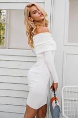 Off Shoulder Knitting Sweater Dress