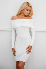 Off Shoulder Knitting Sweater Dress