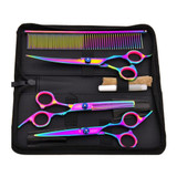 Colorful Hair Cutting Scissors Clippers Flat Tooth Cutting Pet Beauty Tools Set Kit Dogs Grooming Hair Cutting Scissors Set