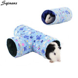 Sqinans Small Animal Hamster Toy Tunnel 2 Designs Cartoon Print Guinea pig Rabbit Nest Bed Pet Tube Bed For Squirrel Hedgehog