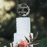 Simple Wreath Personalized Names Wedding Cake Topper