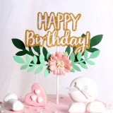 "Happy Birthday" Tropical Flower Cake Topper