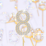 Glitter Rhinestone Number Cake Toppers (Gold)