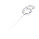 Glitter Rhinestone Age Cake Topper (Silver)