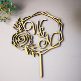 Personalized Rose Hexagon Geometric Wedding Topper