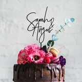 Personalized Handwritten Rustic Wedding Cake Topper
