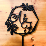 Personalized Monogram Rustic Wreath Wedding Cake Topper