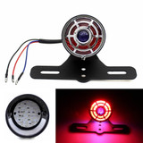 Motorcycle Red W/Blue Dot 12V LED Cafe Racer Style Stop Tail Light Motorbike Brake Rear Lamp Taillight for Chopper Bobber Custom