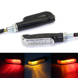 2PCS Motorcycle LED Double Color Turn Signal Indicators Light Blinker Taillight Brake Lamp Universal Amber + Red