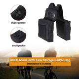 Universal Motorcycle ATV Tank Top Storage Saddle Bag 600D Waterproof Oxford Cloth Luggage Saddlebag Mobile Cup Holder Tool Bags Black