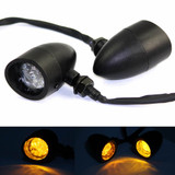 2pcs Heavy Duty Black Bullet Motorcycle LED Turn Signal Light Indicator W/ Visor For Harley Cafe Racer Chopper Bobber Custom Bike