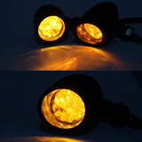 2pcs Heavy Duty Black Bullet Motorcycle LED Turn Signal Light Indicator W/ Visor For Harley Cafe Racer Chopper Bobber Custom Bike