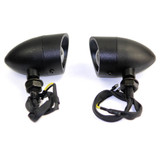 2pcs Heavy Duty Black Bullet Motorcycle LED Turn Signal Light Indicator W/ Visor For Harley Cafe Racer Chopper Bobber Custom Bike
