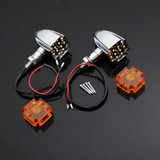 Motorcycle Maltese Cross Amber LED Turn Signals Blinker Indicator Light Flasher Universal Harley Chopper Bobber Cafe Racer Custom Cruisers