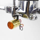 Solid Brass Mini Front LED Turn Signal Light Blinker Indicator Lamp Amber With Relocation Bracket For Harley Sportster Dyna Softail Touring