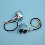 Motorcycle 3 in 1 LED Turn Signals w/ Brake Tail Light Blinkers Turn Indicator Lights Black For Harley Chopper Bobber Cafe Racer Chrome