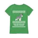 Miniature Schnauzer Through The Snow - Premium Women's T-shirt
