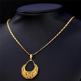 Vintage Boho Hollow Out Lace Hoop Earrings & Pendant Necklace Set