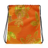 Hawaiian Vintage Floral Orange Drawstring bag