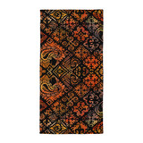 Hawaiian Vintage Block Print in Brown Orange Beach Towel